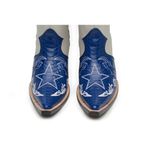 Bota Country Masculina Bico Fino Cano Curto Couro Anaconda PB Azul e Floater Marfim