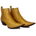 Botina Country Masculina Bico Fino Couro Anaconda Dourado