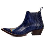 Bota Bico Fino Country Masculina Nossa Senhora Aparecida Couro Anaconda Azul