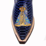 Bota Bico Fino Country Masculina Nossa Senhora Aparecida Couro Anaconda Azul