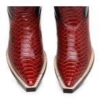 Bota Texana Bico Fino Country Masculina Anaconda Verniz Vermelho e Floater Preto 