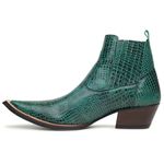 Botina Country Masculina Bico Fino Couro Croco Verde