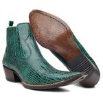 Botina Country Masculina Bico Fino Couro Croco Verde