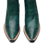 Botina Country Masculina Bico Fino Couro Croco Verde