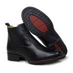 Bota Masculina Cano Curto Bico Redondo Couro Latego Preto