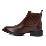 Bota Masculina Cano Curto Bico Redondo Couro Latego Café 