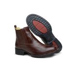 Bota Masculina Cano Curto Bico Redondo Couro Latego Café 