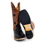 Bota Texana Masculina Couro Legítimo Bovino Avestruz Preto Crazy Horse Sela Flecha Solado Carrapeta 