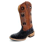 Bota Texana Masculina Couro Legítimo Bovino Avestruz Preto Crazy Horse Sela Flecha Solado Carrapeta 