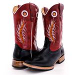 Bota Texana Masculina Cano Padrão Couro Legítimo Bovino Látego Preto e Fóssil Vinho