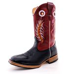 Bota Texana Masculina Cano Padrão Couro Legítimo Bovino Látego Preto e Fóssil Vinho