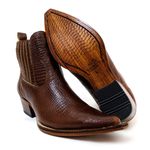 Botina Country Masculina Bico Fino Couro Bovino Legítimo Tela Chocolate 