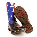 Bota Texana Masculina Couro Legítimo Pull UP Brow e Bandeira Eua Solado JUMP