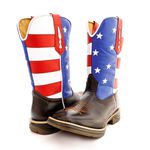 Bota Texana Masculina Couro Legítimo Pull UP Brow e Bandeira Eua Solado JUMP