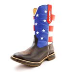 Bota Texana Masculina Couro Legítimo Pull UP Brow e Bandeira Eua Solado JUMP