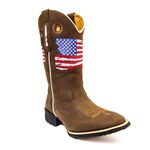 Bota Texana Masculina Cano Padrão Couro Bovino Legítimo Mustang Café Bordado EUA