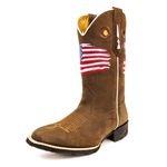 Bota Texana Masculina Cano Padrão Couro Bovino Legítimo Mustang Café Bordado EUA