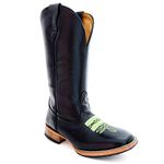 Bota Texana Masculina Couro Legítimo Bovino Látego Preto Bordado florão Solado Couro RETO