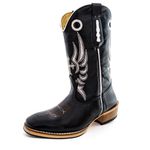 Bota Texana Masculina Cano Padrão Couro Legítimo Bovino Látego Preto Bordado Cruz Salto Carrapeta