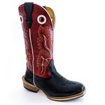 Bota Texana Masculina Couro Legítimo Bovino Tubarão Preto e Fóssil Vinho Solado Carrapeta 