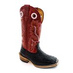 Bota Texana Masculina Couro Legítimo Bovino Avestruz Preto e Fóssil Vinho Solado Carrapeta 