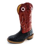 Bota Texana Masculina Couro Legítimo Bovino Avestruz Preto e Fóssil Vinho Solado Carrapeta 
