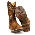 Bota Texana Masculina Couro Legítimo Crazy Horse Sela Bordado Asa Solado Jump