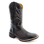 Bota Texana Masculina Cano Padrão Couro Bovino Legítimo Látego Preto Bordado Linha Raio 