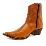 Botina Country Masculina Bico Fino Couro Legítimo Bovino Tela Terra Cota Com Zíper