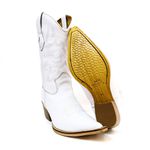 Bota Texana Masculina Bico Fino Couro Bovino Legítimo Floater Branco Bordado Linha Solado Natural