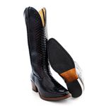 Bota Texana Feminina Country Couro Legítimo Bovino Anaconda Preta Copia