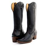 Bota Texana Feminina Country Couro Legítimo Bovino Anaconda Preta Copia