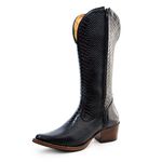 Bota Texana Feminina Country Couro Legítimo Bovino Anaconda Preta Copia