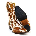 Bota Texana Feminina Cano Médio Couro Legítimo Bovino Pelo Holandês