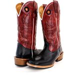 Bota Texana Masculina Salto Carrapeta Couro Bovino Legítimo Látego Preto e Fóssil Vinho