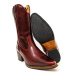 Bota Texana Feminina Cano Médio Couro Legítimo Bovino Látego Vinho