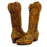 Bota Texana Feminina Country Couro Legítimo Bovino Pelo Onça Pintada