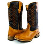 Bota Texana Country Masculina Couro Bovino Legítimo Floater Preto e Látego Whisk
