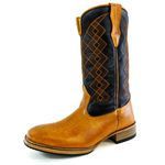 Bota Texana Country Masculina Couro Bovino Legítimo Floater Preto e Látego Whisk