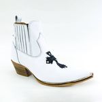 Botina Country Masculina Bico Fino Couro Bovino Legítimo Floater Branco Com Cruz e Solado Natural
