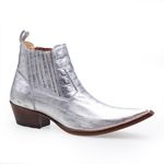 Botina Country Masculina Bico Fino Couro Legítimo Dubai Prata
