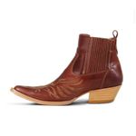 Botina Country Bico Fino Couro Mustang Pinhão Bordado Fênix