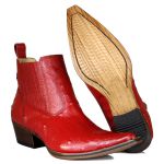 Botina Country Masculina Bico Fino Couro Legítimo Bovino Avestruz vermelho