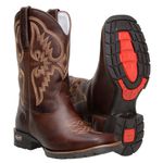 Bota Texana Masculina Em Couro Nobre Crazy Horse Café Escuro