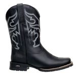 Bota Masculina Texana Couro Bovino Legítimo Fóssil Preto Solado Texas 