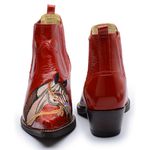 Botina Country Masculina Bico Fino Couro Bovino Legítimo Floater Vermelho Cavalo Vira Inteira