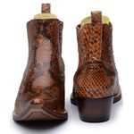 Botina Exótica Country Masculina Bico Fino Couro Piton Tabaco