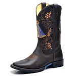 Bota Texana Masculina Bico Quadrado Couro Nobuck Chocolate