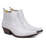 Botina Country Masculina Bico Fino Couro Bovino Legítimo Floater Branco Vira Inteira
