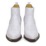 Botina Country Masculina Bico Fino Couro Bovino Legítimo Floater Branco Vira Inteira